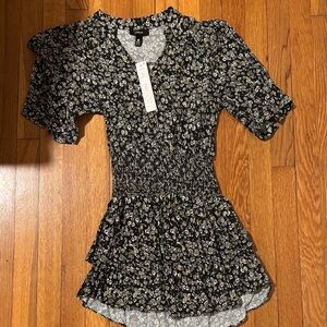 Aqua Black and White Floral Dress